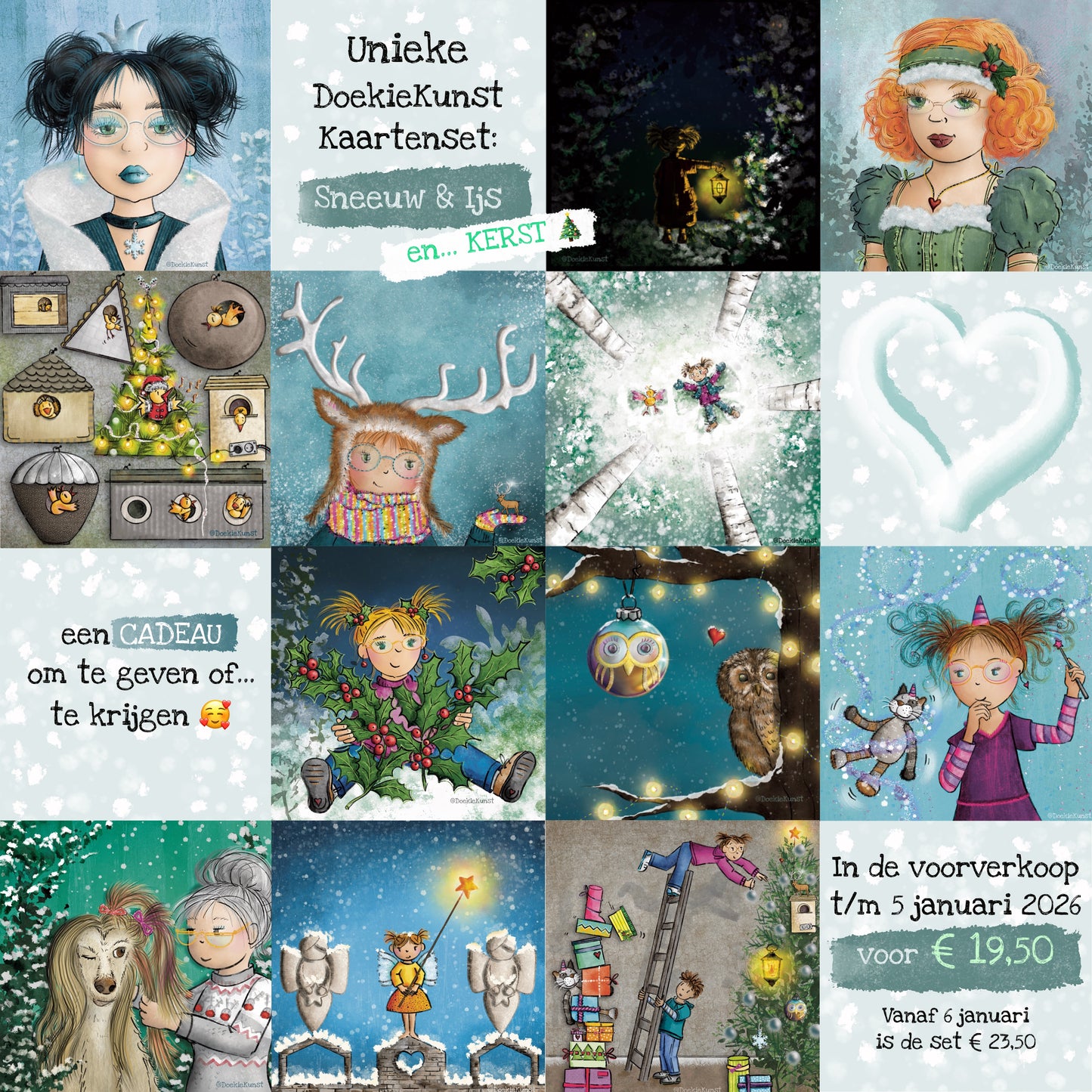Kaartenset Sneeuw & ijs (12 unieke kaarten)